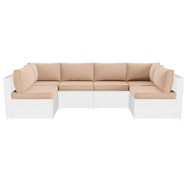 Outdoor 25.7 in. x 4 in. Sectional Cushions Set Seat/Back Khaki Cushion