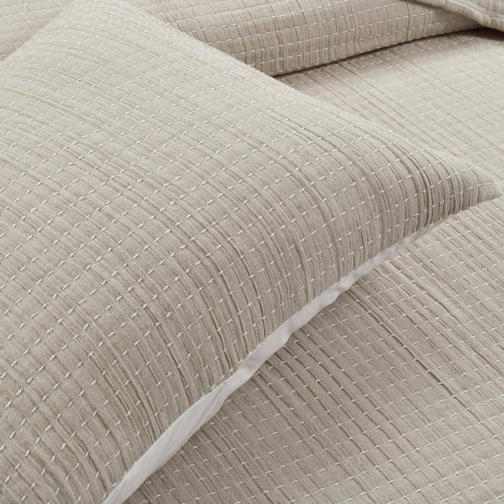 Neutral Off-White Cotton King Reversible Quilt Set