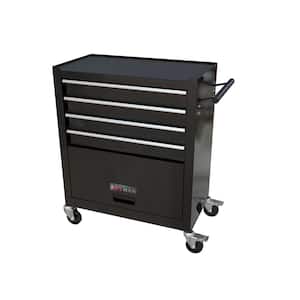 4-Tier Steel 4-Wheeled Cart in Black with Tool