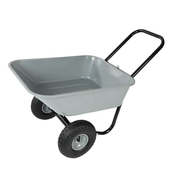 1.24 cu. ft. ABS Plastic Powered Two-Wheel Barrow, Garden Lawn Cart with Handle in Gray