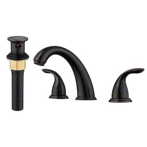 8 in. Widespread Double Handle Bathroom Sink Faucet 3 Hole with Stainless Steel Pop Up Drain in Oil Rubbed Bronze