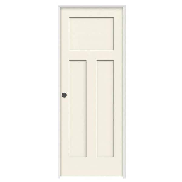 JELD-WEN 28 in. x 80 in. Craftsman Vanilla Painted Right-Hand Smooth Solid Core Molded Composite MDF Single Prehung Interior Door
