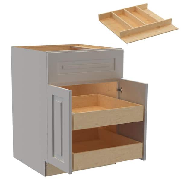 Home Decorators Collection Grayson 24 in. W x 24 in. D x 34.5 in. H Assembled Plywood Base Kitchen Cabinet in Pearl Gray with 2ROT Utility Soft Cls