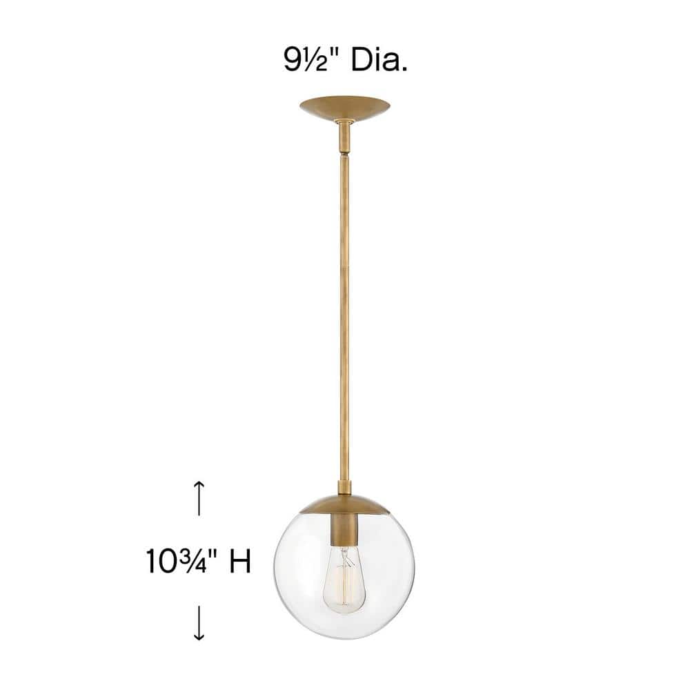 Heritage Brass Clear Globe Pendant Light with Adjustable Height