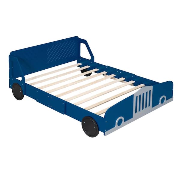 Harper & Bright Designs Blue Wood Frame Full Size Car-Shaped Harper & Bright Designs Blue Wood Frame Full Size Car-Shaped