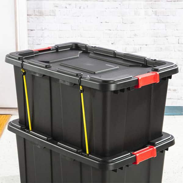 Sterilite - 27-Gallon Durable Industrial Storage Tote Black 4 Pack