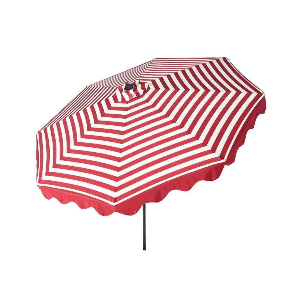 10 ft. Kibo Market Solar LED Lighted Outdoor Patio Umbrella in Red with Crank Lift System and UV-Resistant Fabric price history on PriceWatchPro
