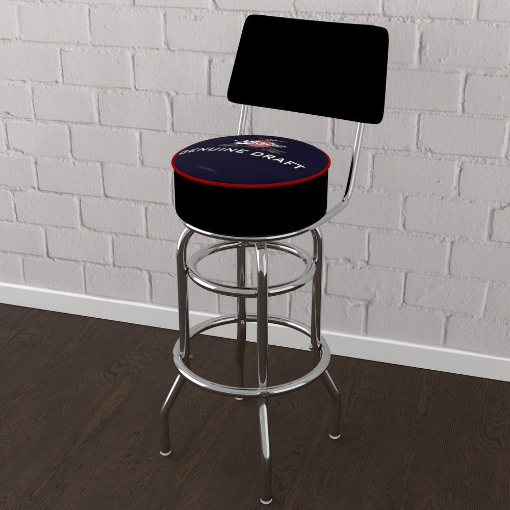 Miller Genuine Draft 31 in. Low Back Metal Bar Stool with Vinyl Seat