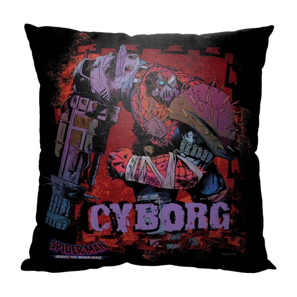 THE NORTHWEST GROUP Marvel Spiderman Across The Spiderverse Here Comes Cyborg Printed Multi-Colored Throw Pillow