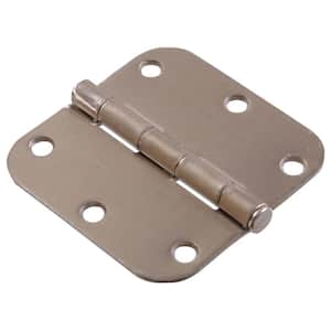 3-1/2 in. Satin Nickel Residential Door Hinge with 5/8 in. Round Corner Removable Pin Full Mortise (5-Pack)
