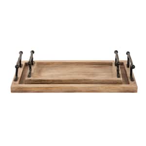 Kendal 18.75 in. Natural Wood Decorative Tray - (Set of 2)