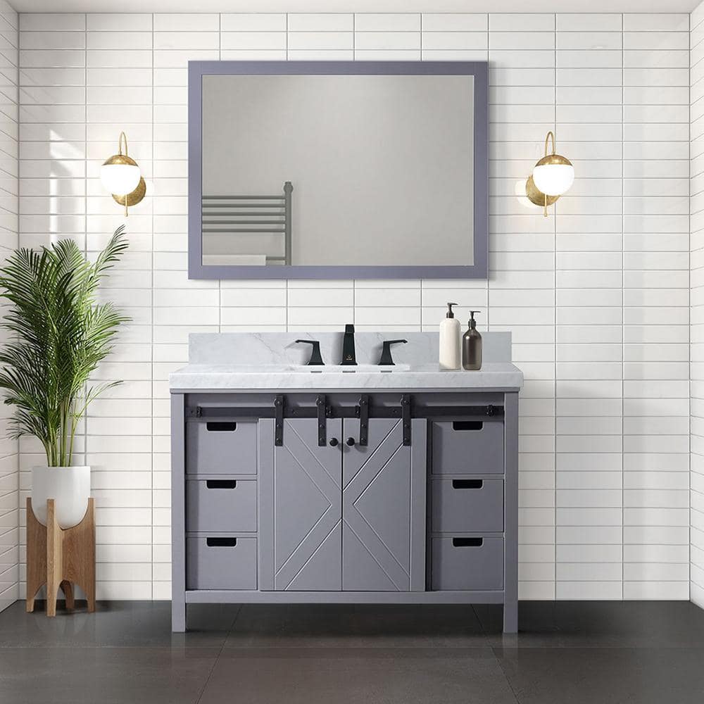 Marsyas 48" Dark Gray Single Vanity with Carrara Marble Top