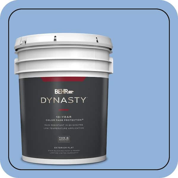 BEHR DYNASTY 5 gal. #580B-5 Cornflower Blue Flat Exterior Stain-Blocking Paint & Primer