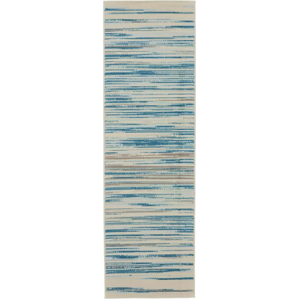 Nourison Jubilant Teal Blue 2 ft. x 7 ft. Moroccan Farmhouse Kitchen Runner  Area Rug 477965 - The Home Depot