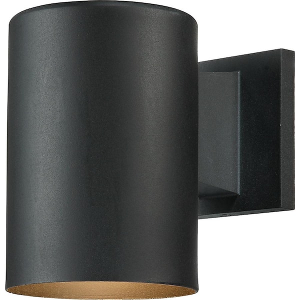 Volume Lighting 1-Light Black Aluminum Outdoor Cylinder Wall Lantern Sconce