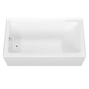 Tco 60 in. x 32 in. Soaking Bathtub with Left Overflow and Drain Acrylic Rectangular Alcove Apron Skirt Tub in White