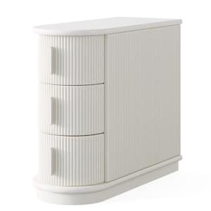 Kerlin 23.62 in. White Solid Wood End Table, U-Shaped Side Table Cabinet, Side Table with 3-Drawer, Fully Assembled