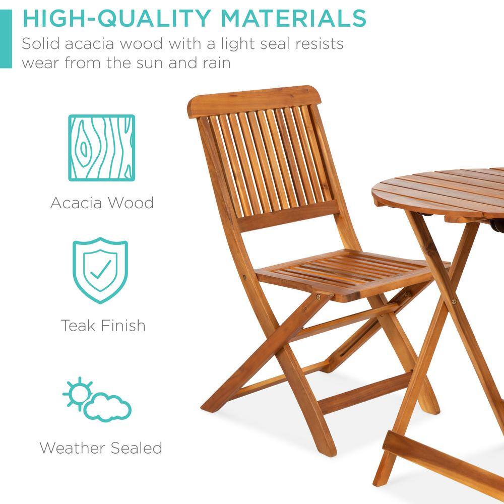 Elegant Acacia Wood 3-Piece Bistro Set with Teak Finish