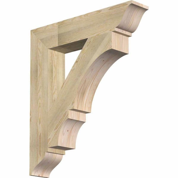 Ekena Millwork 6 in. x 36 in. x 32 in. Douglas Fir Balboa Traditional Rough Sawn Bracket
