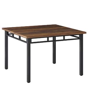 Roesler Brown & Black Wood 39.4in. 4 Leg Dining Table, Square Industrial Dinner Table for Dining Room, Seats 4