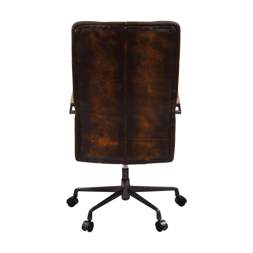 Adjustable Noknas Brown Leather Executive Swivel Chair with Metal Base