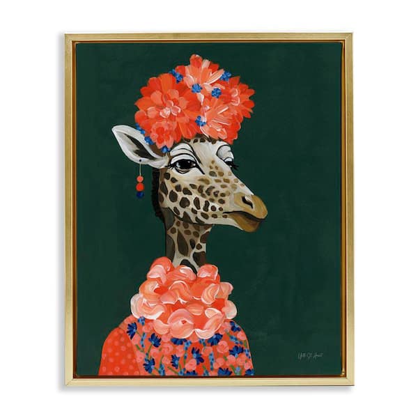 Regal Giraffe Portrait by Yvette St. Amant Gold Floater Frame Animal Graphic Art Print 31 in. x 25 in.
