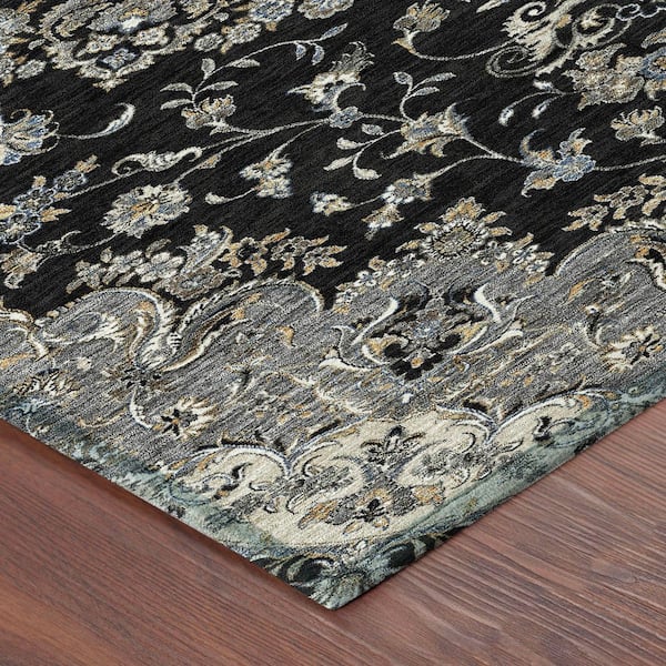 Chantille Machine Washable Indoor/Outdoor Abstract ACN2495 Black 2 ft. x 3 ft. Accent Rug