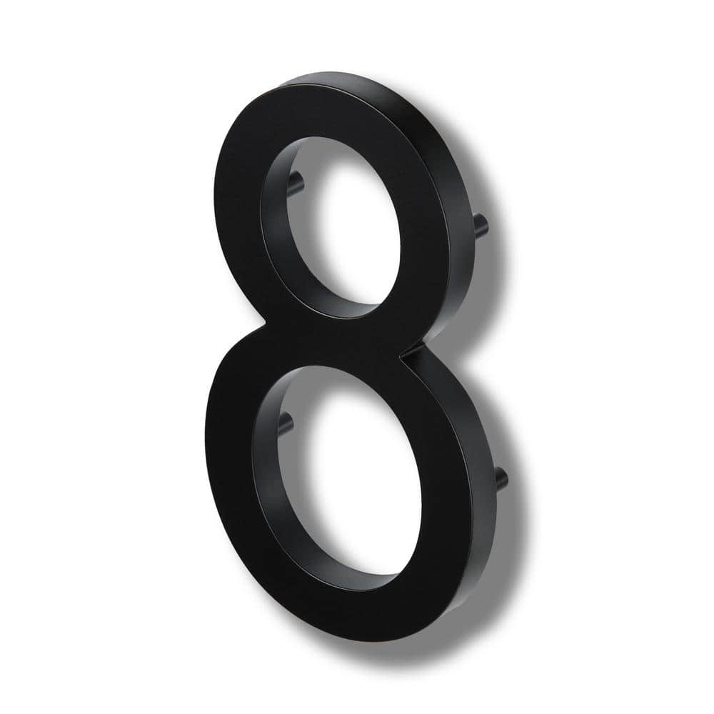 ELITE 10 in. Floating Modern Oversized Cast Aluminum Black House Number #8