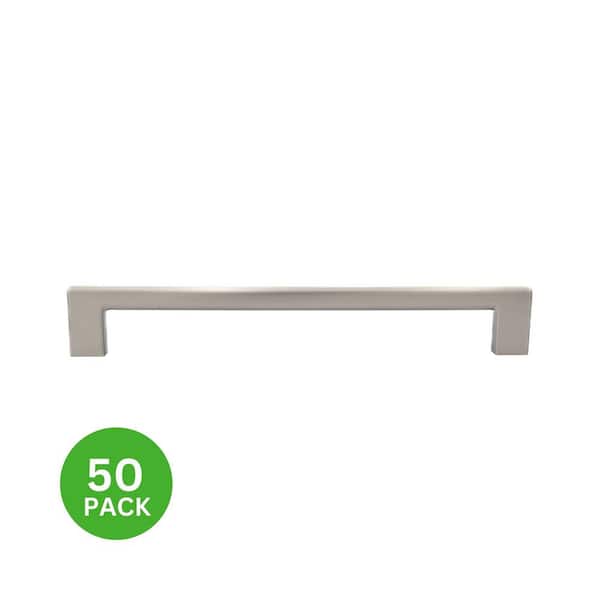 50-Pack Vail 8 in. (203 mm) Center-to-Center Modern Satin Nickel Bar Drawer Pull