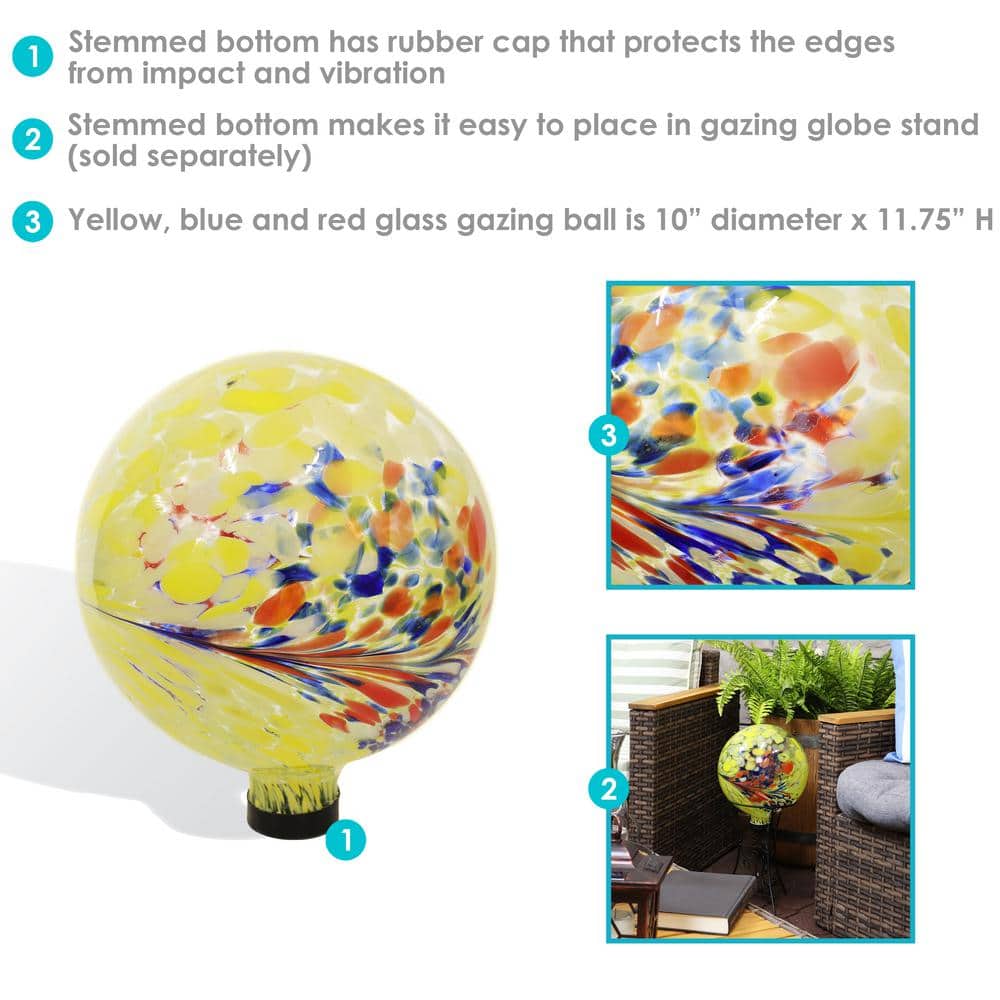 Bright Summer Burst Yellow and Red Glass Gazing Globe Set