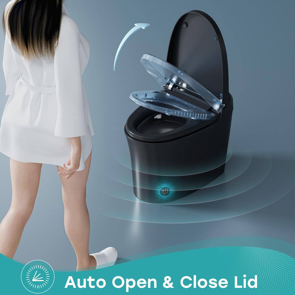 Black Vitreous China Smart Toilet with Dual Flush and Bidet