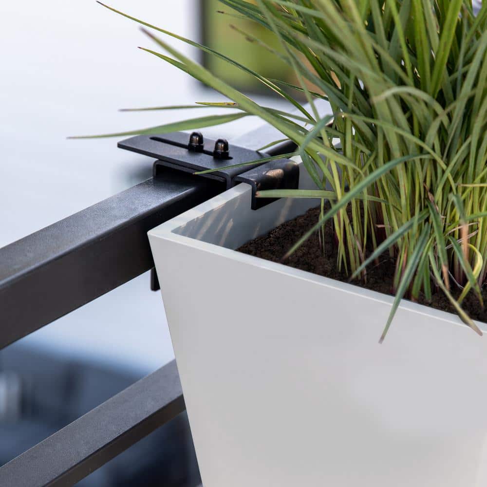 36" White Plastic Railing Planter with Adjustable Brackets