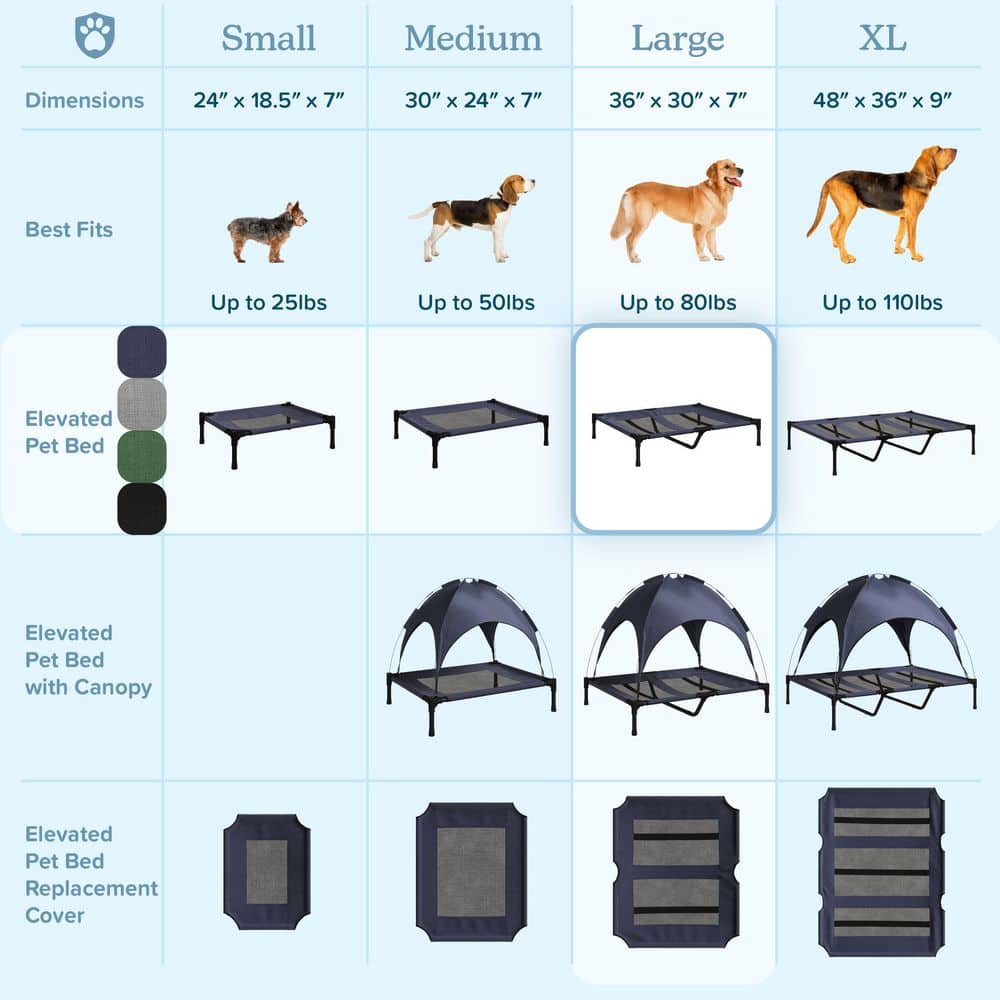 Large Black Elevated Waterproof Outdoor Dog Bed