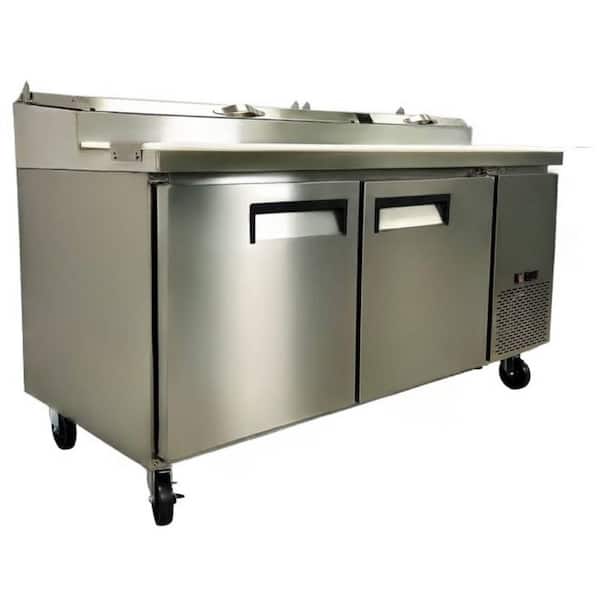 70 in. W 17.58 cu. ft. Commercial NSF Pizza Prep Table Stainless 2-Doors Refrigerator EIP2 in Stainless Steel