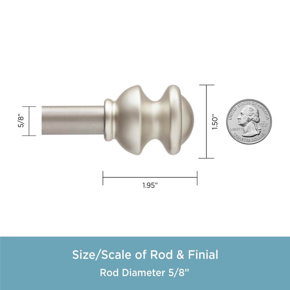 Kendall Brushed Nickel Adjustable Single Curtain Rod Set