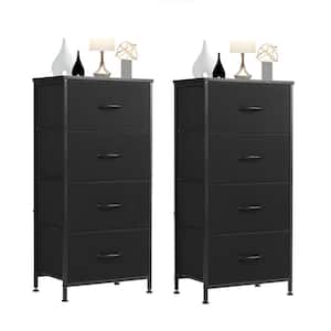 Ximena Black 4-Drawer 18 in. W Dressers with Fabric Bins and Steel Frame Storage Organizer Chest of Drawers (Set of 2)