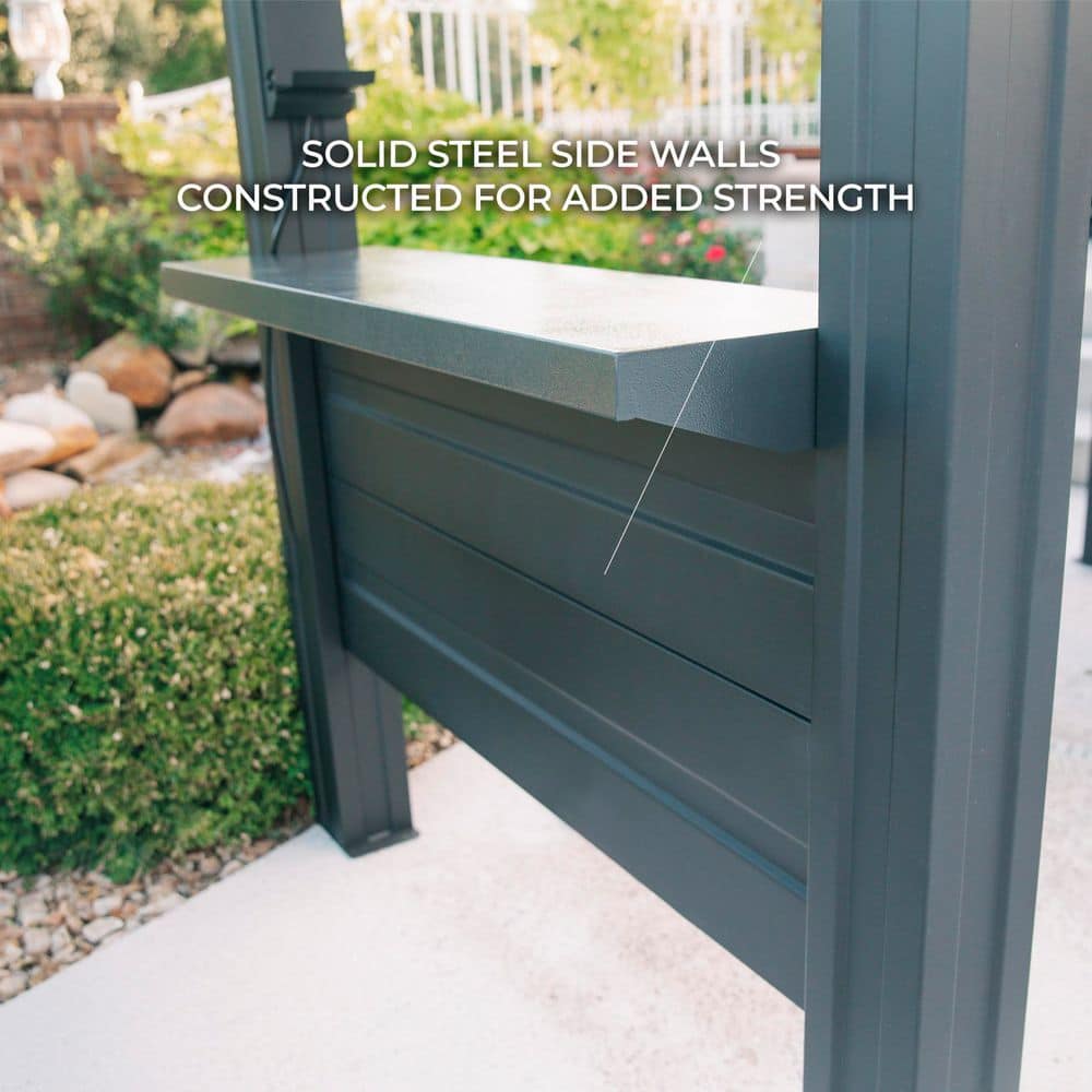 Rockport Black Steel Grill Gazebo with Galvanized Countertops