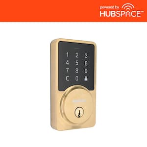 Square Brushed Gold Smart Wi-Fi Deadbolt Powered by Hubspace