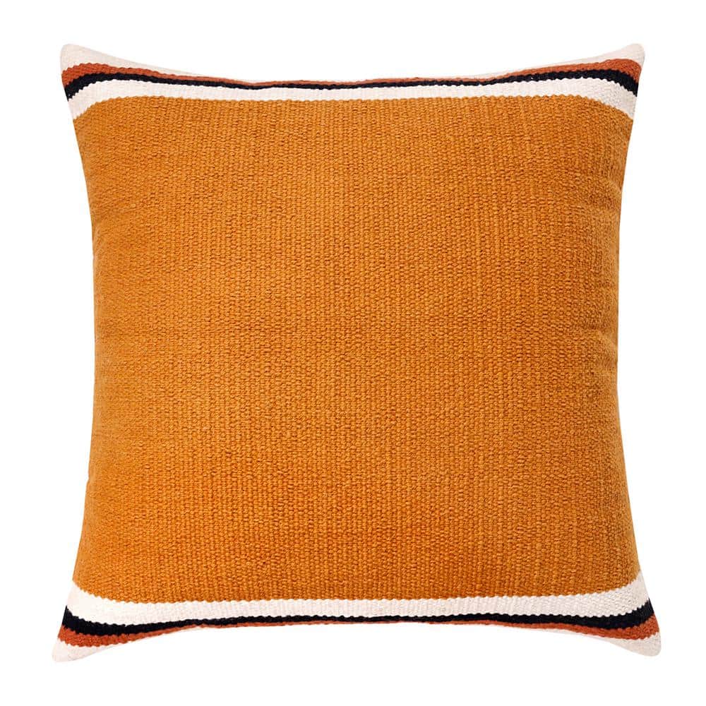 Southwestern Orange and White Cotton Geometric Throw Pillow