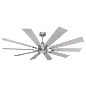 Fusion 66 in. Integrated LED Indoor/Outdoor Brushed Nickel Smart Ceiling Fan with Light and Remote Control