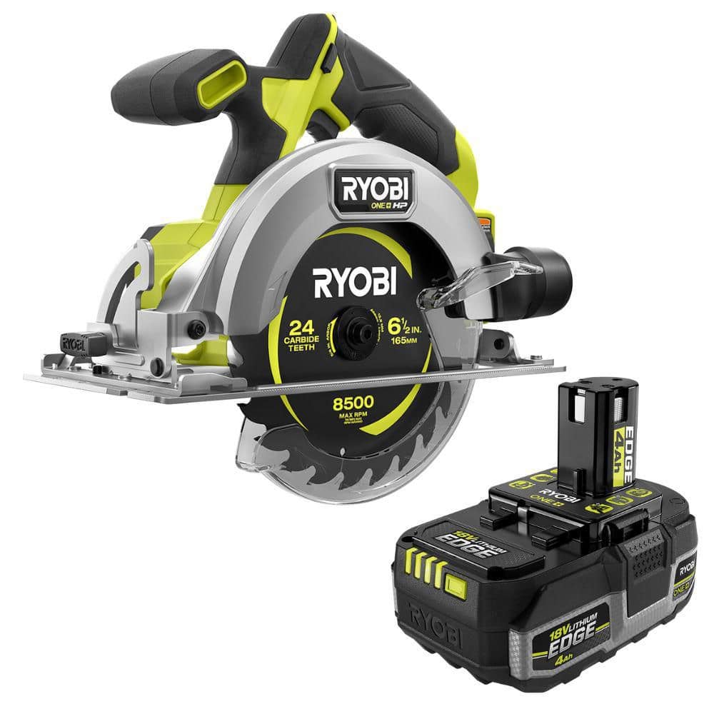 Ryobi ONE+ HP 18V Brushless Cordless Compact 6-1/2 in. Circular Saw with ONE+ 18V 4.0 Ah Lithium EDGE Battery
