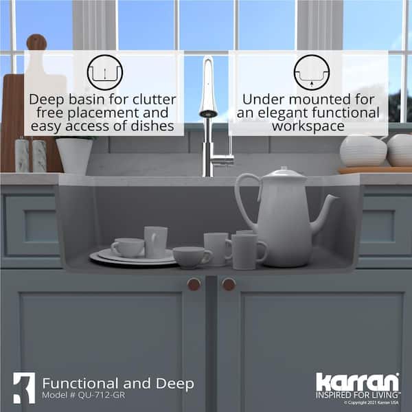 Karran QU-712 Quartz/Granite 32 in. Single Bowl Undermount Karran QU-712 Quartz/Granite 32 in. Single Bowl Undermount