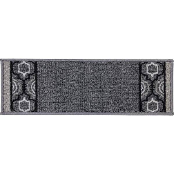 Stair Treads Slip Resistant Indoor Matching Landing Mat Trellis Border GreyBlack 