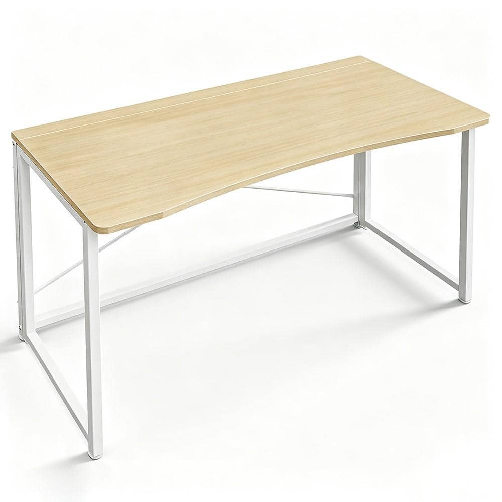 39.4 in. W Oak Metal Folding Computer Desk for Small Spaces