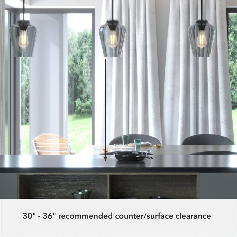 Vidria Matte Black 7.25" Mini Pendant Light with Vase-Shaped Glass