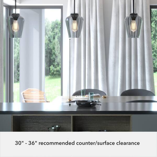 Hunter Vidria 1 Light Matte Black Mini Pendant Light with Smoked