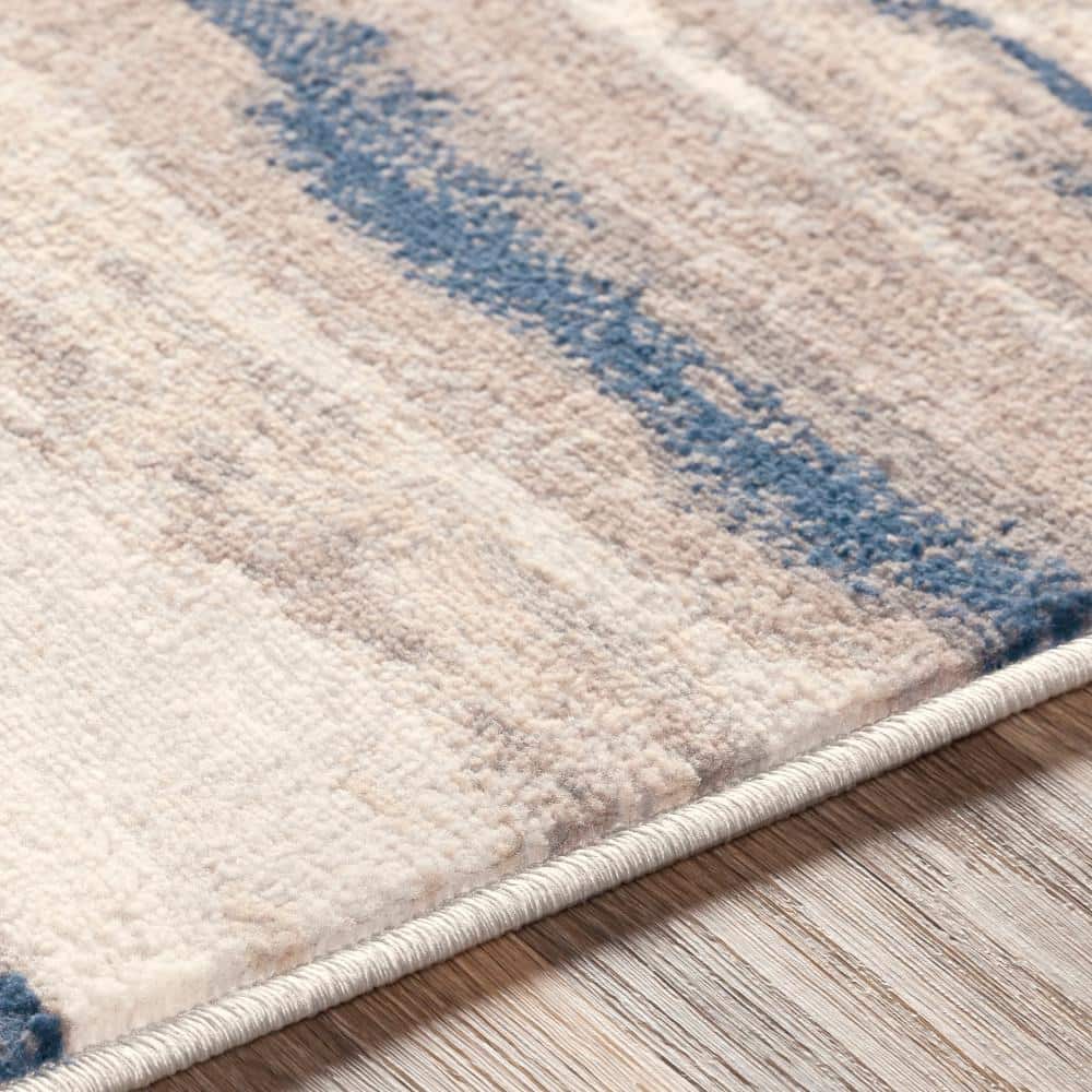 Roma Blue and Grey Synthetic Flat Woven Area Rug 7'10" x 10'