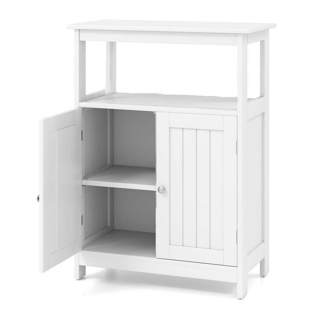 24 in. W x 12 in. D x 32 in. H White Freestanding Bathroom Linen Cabinet with Open Compartment price history on PriceWatchPro