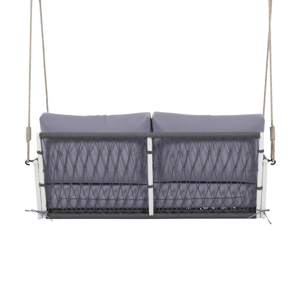 Light Grey Cushioned Steel Frame Outdoor Swing Sofa