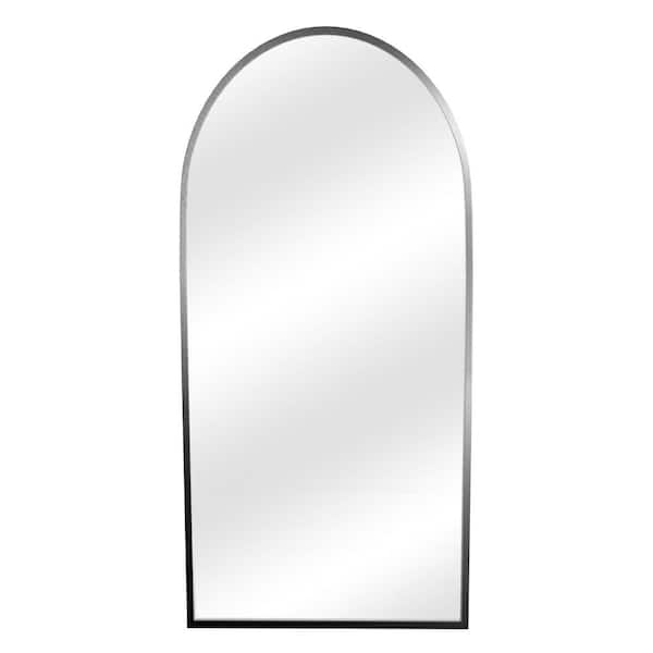 PexFix 22 in. W x 47 in. H Arched Mirror for Bathroom Entryway Wall Decor Metal Frame Wall Mounted Mirror in Black, (Set of 2)
